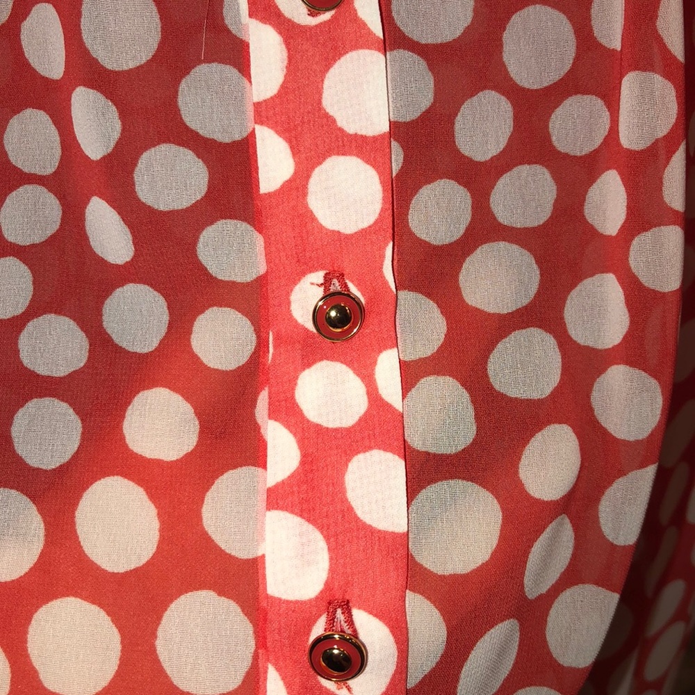 Trina Turk red polka dot button down sz small EUC - Picture 4 of 6